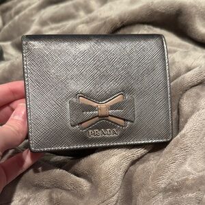 Prada Saffiano Leather Fiocco Compact Bifold Wallet